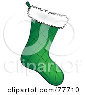 Poster, Art Print Of Quilted Green Christmas Stocking With White Fleece