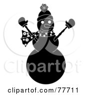 Poster, Art Print Of Black And White Snowman Holding His Arms Up