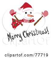 Royalty Free RF Clipart Illustration Of A Black Merry Christmas Greeting Over A Snowman by Pams Clipart