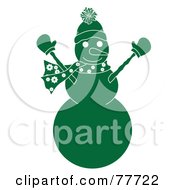 Poster, Art Print Of Green Snowman Holding His Arms Up