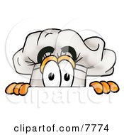 Clipart Picture Of A Chefs Hat Mascot Cartoon Character Peeking Over A Surface by Toons4Biz