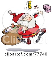 Poster, Art Print Of Toon Santa Happily Tossing Gifts