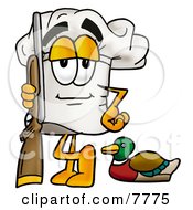 Chefs Hat Mascot Cartoon Character Duck Hunting Standing With A Rifle And Duck