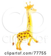 Poster, Art Print Of Cute Bright Yellow Giraffe Walking