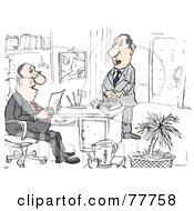 Royalty Free RF Clipart Illustration Of A Business Sketch Of A Man Reporting To His Boss In An Office