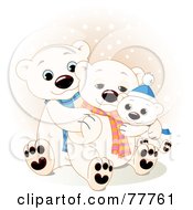 Poster, Art Print Of Adorable Polar Bear Family Cuddling In The Snow