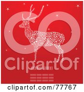 Poster, Art Print Of Red Christmas Background With A Sparkly Reindeer