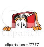 Poster, Art Print Of Red Book Mascot Cartoon Character Peeking Over A Surface
