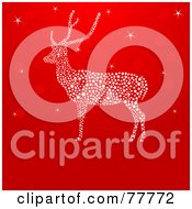 Poster, Art Print Of Red Christmas Background With A Sparkly Reindeer