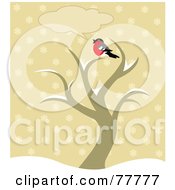 Royalty Free RF Clipart Illustration Of A Chatty Robin Bird Sitting On Top Of A Winter Tree With A Text Balloon