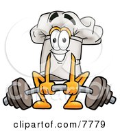 Poster, Art Print Of Chefs Hat Mascot Cartoon Character Lifting A Heavy Barbell