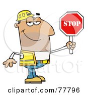 Poster, Art Print Of Friendly Male Hispanic Traffic Director Holding A Stop Sign
