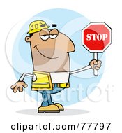 Poster, Art Print Of Friendly Hispanic Traffic Director Man Holding A Stop Sign