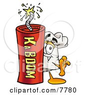 Chefs Hat Mascot Cartoon Character Standing With A Lit Stick Of Dynamite