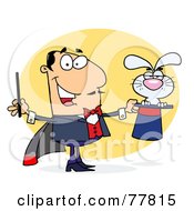 Royalty Free RF Clipart Illustration Of A Grouchy Bunny In A Caucasian Magicians Hat