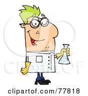 Royalty Free RF Clipart Illustration Of A Male Caucasian Scientist Carrying A Flask by Hit Toon