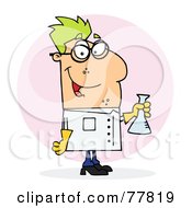 Royalty Free RF Clipart Illustration Of A Caucasian Scientist Man Carrying A Flask