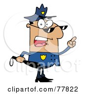 Poster, Art Print Of Male Hispanic Police Officer Holding A Club And Yelling