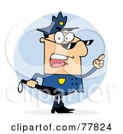 Poster, Art Print Of Caucasian Police Officer Man Holding A Club And Yelling