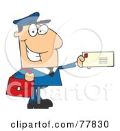 Friendly Caucasian Mail Man Holding A Letter