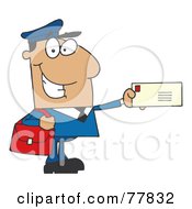 Poster, Art Print Of Friendly Hispanic Mail Man Holding A Letter