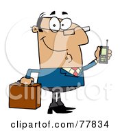 Poster, Art Print Of Friendly Hispanic Businessman Holding A Briefcase And Cell Phone