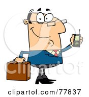 Poster, Art Print Of Friendly Caucasian Businessman Holding A Briefcase And Cell Phone