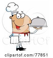 Poster, Art Print Of Friendly Hispanic Male Chef Serving Food In A Sliver Platter