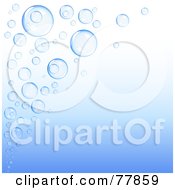 Poster, Art Print Of Gradient Blue Background With A Corner Of Blue Bubbles