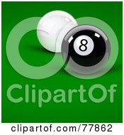 Poster, Art Print Of White Cue Ball Behind An Eight Ball On A Billiards Table