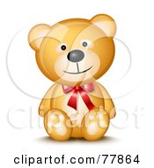 Poster, Art Print Of Friendly Happy Teddy Bear Wearing A Red Bow