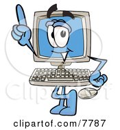Desktop Computer Mascot Cartoon Character Pointing Upwards by Mascot Junction