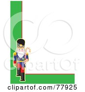 White Background Bordered With Green And A Marching Toy Soldier