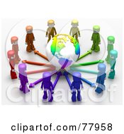 Poster, Art Print Of 3d Colorful Network People Standing Around A Globe