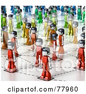 Poster, Art Print Of 3d Network Of Rainbow Colored Toy People