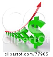 Poster, Art Print Of 3d Graph Of Green Dollar Signs And A Red Arrow