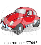Poster, Art Print Of Red Slug Bug Car With Chrome Accents On The Side And Hood