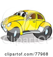 Royalty Free RF Clipart Illustration Of A Yellow And Chrome Slug Bug With A Face