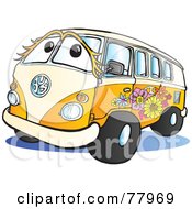 Beige And Orange Flower Power Hippy Van