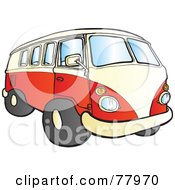 Red And White Hippy Camper Bus