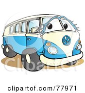 Blue And White Hippy Van With A Face