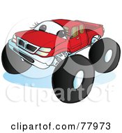 Poster, Art Print Of Big Red Monster Truck With A Face
