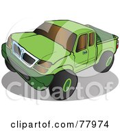 Green Pickup Truck With Tinted Windows