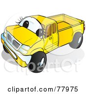 Royalty Free RF Clipart Illustration Of A Yellow Pickup Truck With A Face by Snowy #COLLC77975-0092