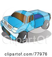 Poster, Art Print Of Blue Pickup Truck With Tinted Windows