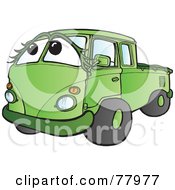 Royalty Free RF Clipart Illustration Of A Green Hippy Micro Truck With A Face by Snowy