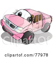 Poster, Art Print Of Pink Pickup Truck With A Face
