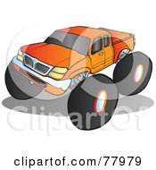 Poster, Art Print Of Big Orange Monster Truck With Tinted Windows