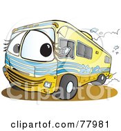 Royalty Free RF Clipart Illustration Of A Yellow Recreational Vehicle Driving Down A Road by Snowy #COLLC77981-0092