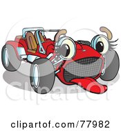 Red Convertible Buggy Sport Car With An Exhausted Expression